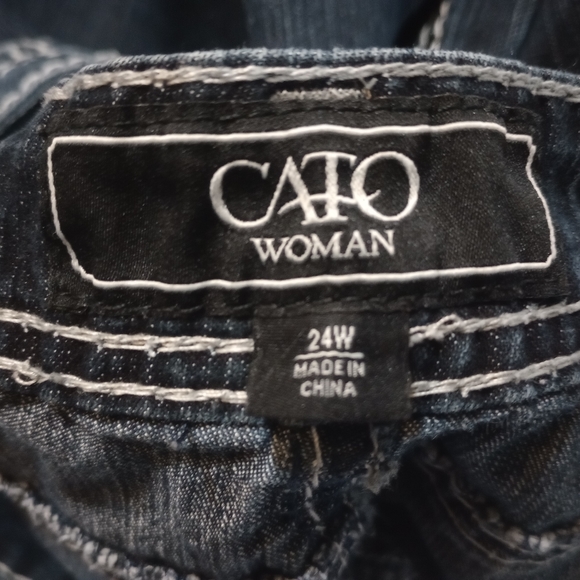 Cato Straight Leg Dark Wash Faux Pocket Jeans Women's Size 24W - Picture 5 of 5
